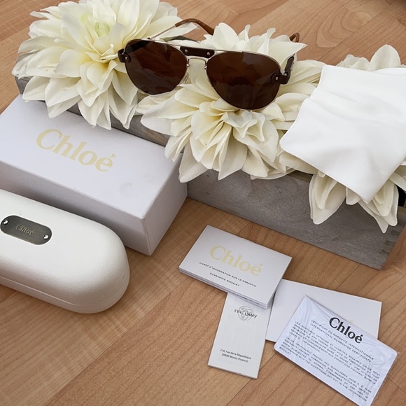 Chloe brown aviator sunglasses main image 6
